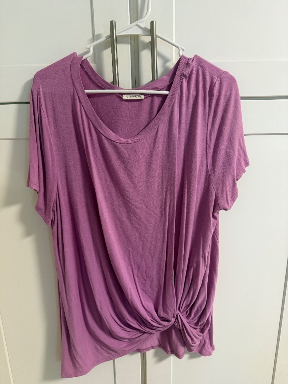 Viamor Women’s Purple Twist Front Short Sleeve Top